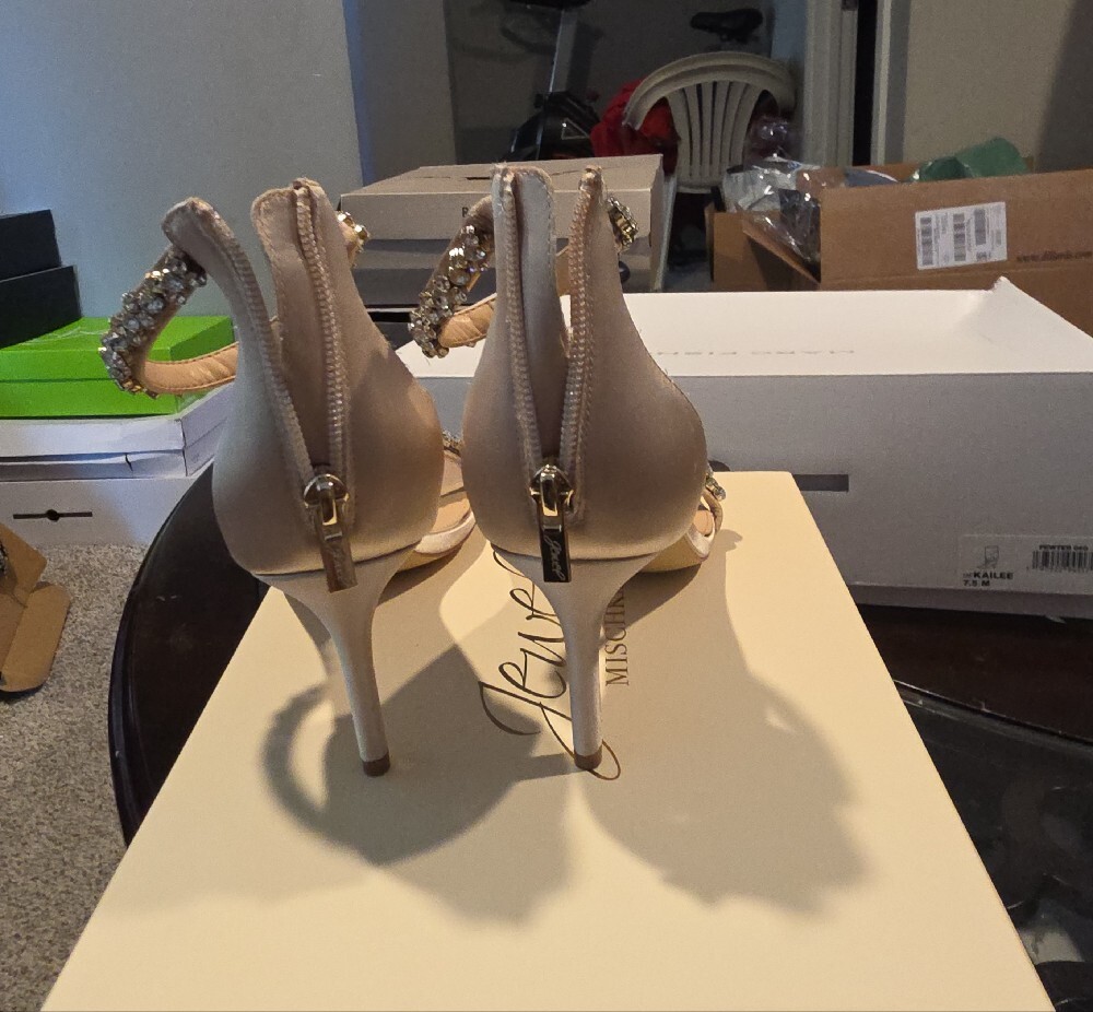 Jewel Badgley Mischka Nude Crystal-Ankle Strap Sandals - Picture 4 of 11